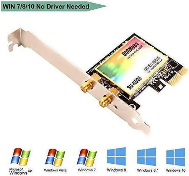 Alt view image 5 of 6 - Dual Band 600 Mbps WiFi Card 11N Wireless Dual Band 2.4GHz 300Mbps + 5GHz 300Mbps PCI Express PCIe Wi-Fi Adapter for PCs-PCIe Wireless Network Adapters-PCIe Wi-Fi Cards - N600