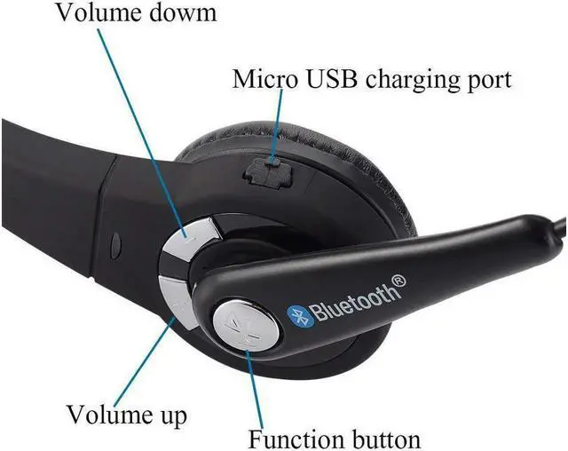 Alt view image 3 of 6 - Over the Head Bluetooth Headphone for PS3 Cell Phone Headset Office Wireless Headset With Mic Handsfree Calling for PS3 Skype Truck Driver iPhone Android Smartphoens