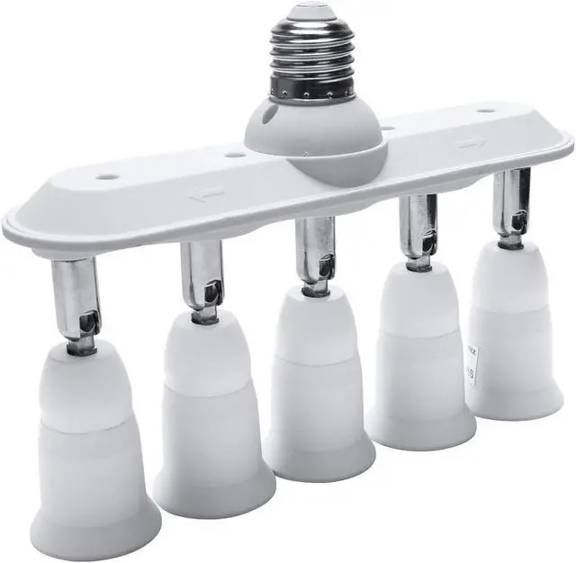Main image of Light Socket Splitter 5 in 1 E26 E27 Adapter Converter Horizontal Designed 360 Degrees Adjustable 180 Degree Bendable