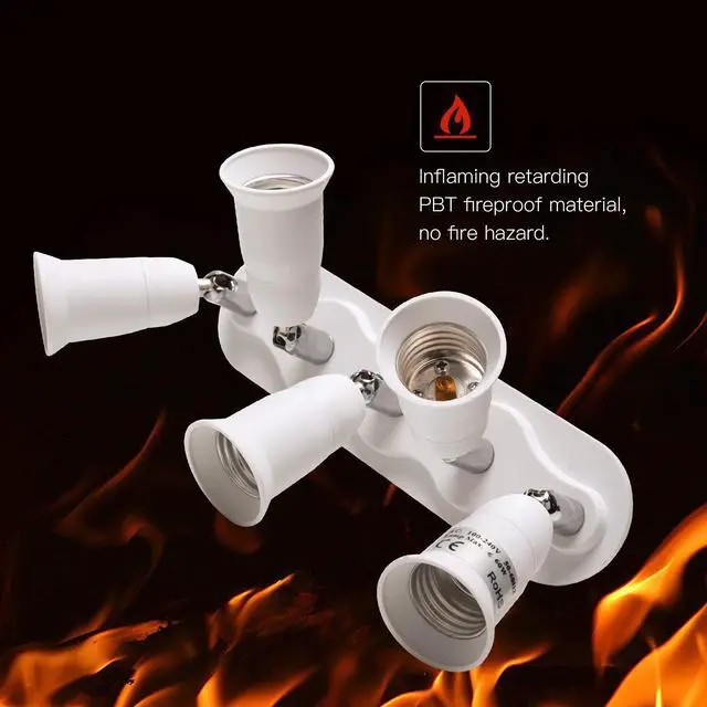 Alt view image 5 of 7 - Light Socket Splitter 5 in 1 E26 E27 Adapter Converter Horizontal Designed 360 Degrees Adjustable 180 Degree Bendable
