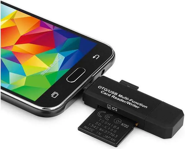 Alt view image 2 of 6 - Micro USB OTG to USB 2.0 Adapter SD Micro SD Card Reader with Standard USB Male & Micro USB Male Connector for Smartphones Tablets with OTG Function