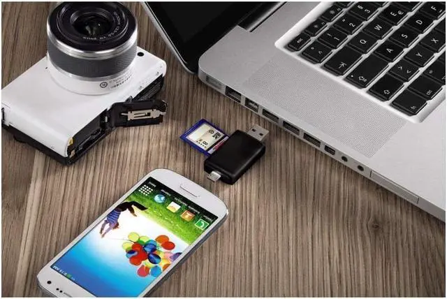 Alt view image 6 of 6 - Micro USB OTG to USB 2.0 Adapter SD Micro SD Card Reader with Standard USB Male & Micro USB Male Connector for Smartphones Tablets with OTG Function