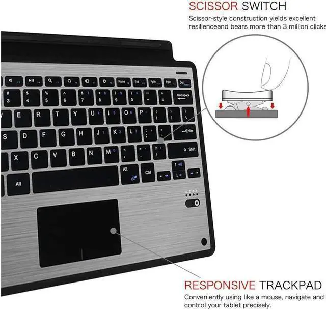 Alt view image 5 of 7 - Bluetooth Keyboard For Microsoft Surface Pro 3 Pro 4 Pro 5 with Touchpad Werleo Ultra-Slim Portable Aluminum Wireless Bluetooth Keyboard For Surface Pro 3 / Surface Pro 4 / Pro 5