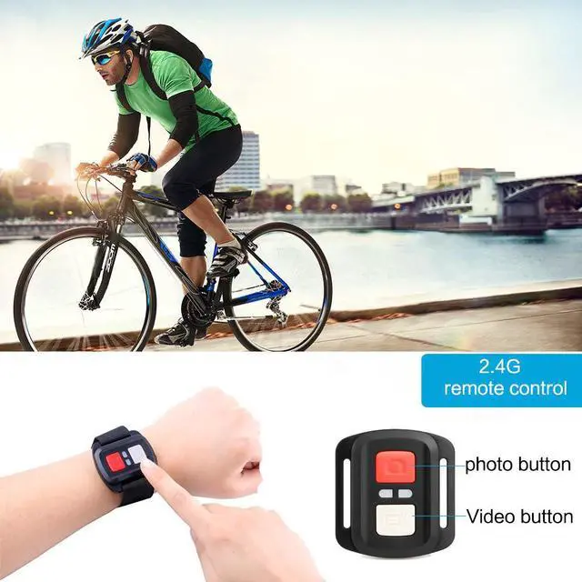 Alt view image 4 of 7 - GeeKam Action Camera 4K WiFi Ultra HD Underwater 30M Waterproof 170° Wide Angle Lens Sports Camcorder with Remote Control 2 Rechargeable Batteries and Mounting Accessories Kit