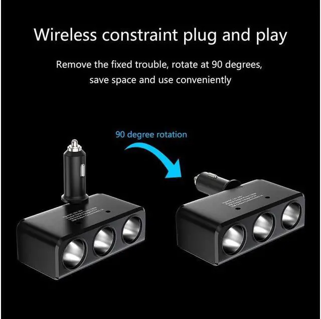 Alt view image 3 of 7 - Cigarette Lighter Splitter,3 in 1 120W 3-Socket Cigarette Lighter Power Adapter 12v / 24v Dual USB Car Charger DC Outlet Splitter, 3.1A Double USB Output Ports iPhone x