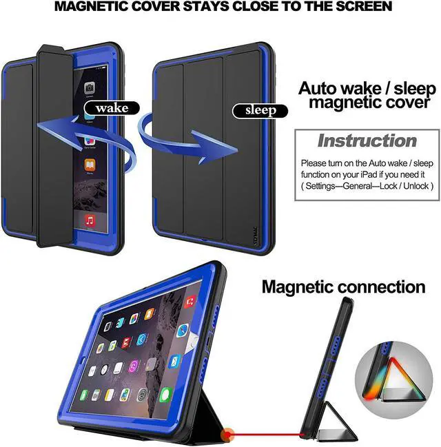 Alt view image 4 of 7 - New iPad 9.7 inch Case, Smart Book Cover with Multi-Angle Viewing Stand & Auto Sleep/Wake Function Case Compatible for iPad 5th/6th Gen 2017/2018