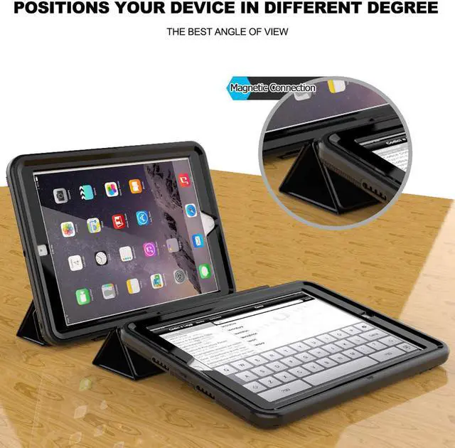 Alt view image 2 of 6 - New iPad 9.7 inch Case, Smart Book Cover with Multi-Angle Viewing Stand & Auto Sleep/Wake Function Case Compatible for iPad 5th/6th Gen 2017/2018
