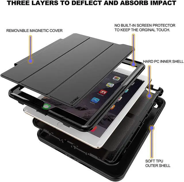Alt view image 3 of 6 - New iPad 9.7 inch Case, Smart Book Cover with Multi-Angle Viewing Stand & Auto Sleep/Wake Function Case Compatible for iPad 5th/6th Gen 2017/2018
