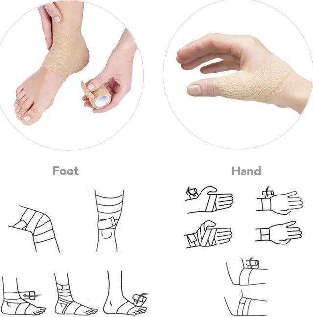 Alt view image 6 of 6 - Self Adherent Wrap Medical Cohesive Bandages Sports First Aid Tape FDA Approved