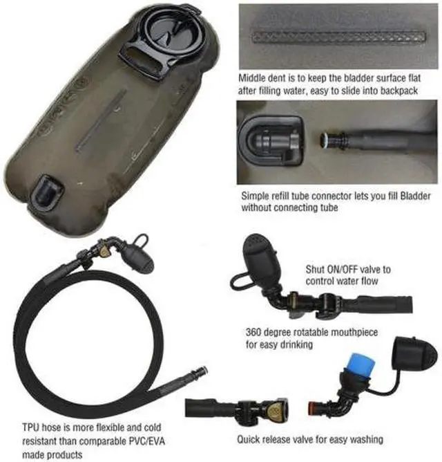 Alt view image 3 of 3 - Tactical Hydration Pack Backpack 900D with 3L Water Bladder for Hiking Climbing