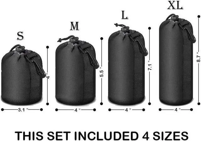 Alt view image 3 of 7 - 4X Zipper Lens Case Lens Pouch Bag with Thick Protective Neoprene for DSLR Camera Lens (Fit for Canon, Nikon, Sony, Olympus, Panasonic) Includes: Small, Medium, Large, XL arge Size