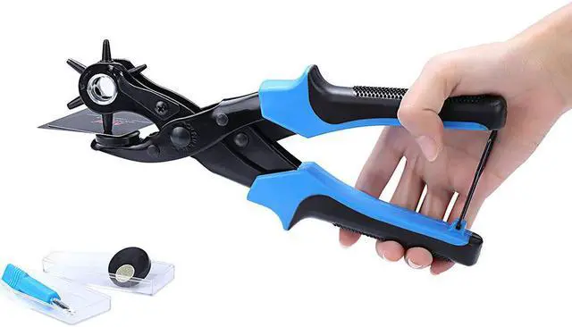 Alt view image 2 of 7 - Revolving Leather Hole Punches -2 Year Warranty -Professional Puncher for Belt, Saddle, Tack, Watch Strap, Shoe, Fabric, Paper, Eyelet - Easily Punches Perfect Round Holes in 2.0 mm- 4.5 mm