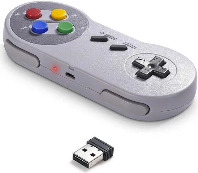 Alt view image 2 of 7 - 2.4 GHz Wireless USB Controller Compatible with Super Famicom Games,  SNES Retro USB PC Super Classic Controller for Windows PC MAC Linux Genesis Raspberry Pi Retropie Multicolored Keys