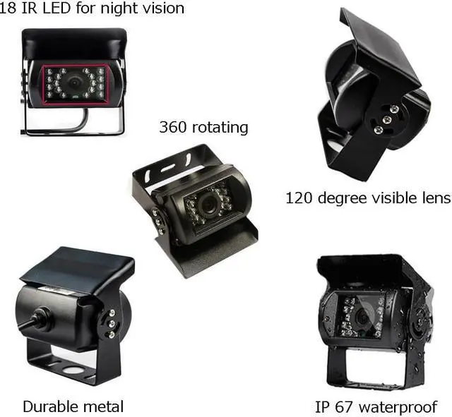 Alt view image 5 of 7 - Truck Backup Camera Heavy Duty 18 LED IR Night Vision Waterproof Vehicle Rear View Camera 12 V 24V Backup Camera Without Guide Line (Rear Camera + 32.8 ft Cable)