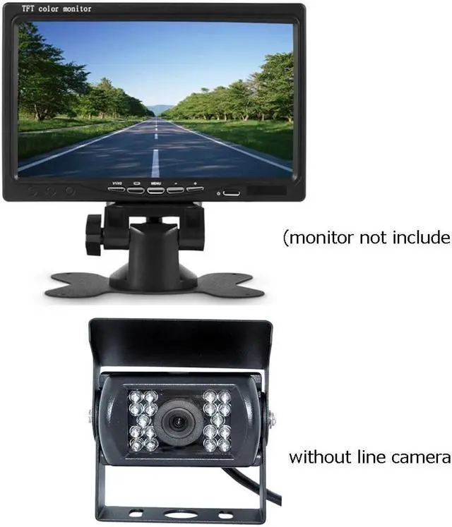 Alt view image 2 of 7 - Truck Backup Camera Heavy Duty 18 LED IR Night Vision Waterproof Vehicle Rear View Camera 12 V 24V Backup Camera Without Guide Line (Rear Camera + 32.8 ft Cable)