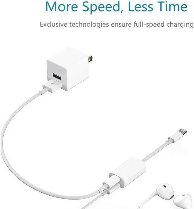 Alt view image 4 of 7 - 2 in 1 Dual Lightning Splitter Compatible iPhone Lingtning Headphone Audio Adapter Splitter For iPhone 7 Plus 8 Plus iPhone X