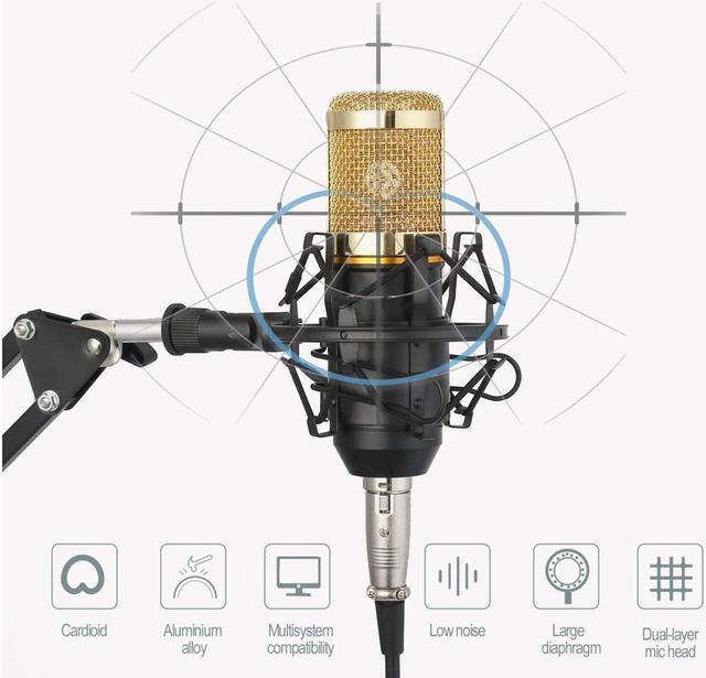 Alt view image 2 of 7 - Condenser Microphone Bundle, Professional Cardioid Studio Condenser Mic include Adjustable Suspension Scissor Arm Stand, Shock Mount and Pop Filter, Studio Recording & Broadcasting