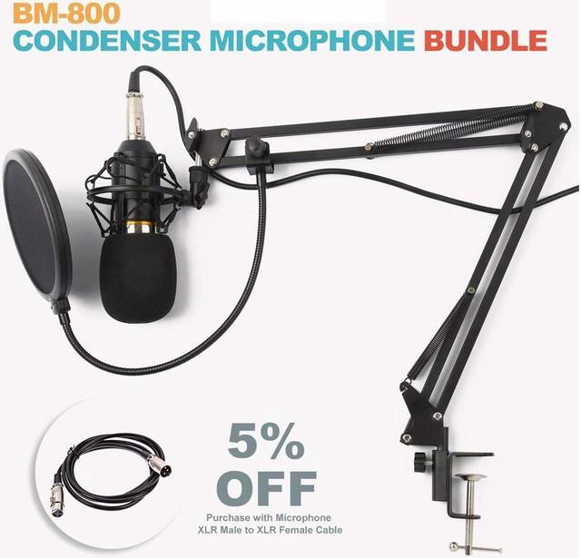 Alt view image 6 of 7 - Condenser Microphone Bundle, Professional Cardioid Studio Condenser Mic include Adjustable Suspension Scissor Arm Stand, Shock Mount and Pop Filter, Studio Recording & Broadcasting
