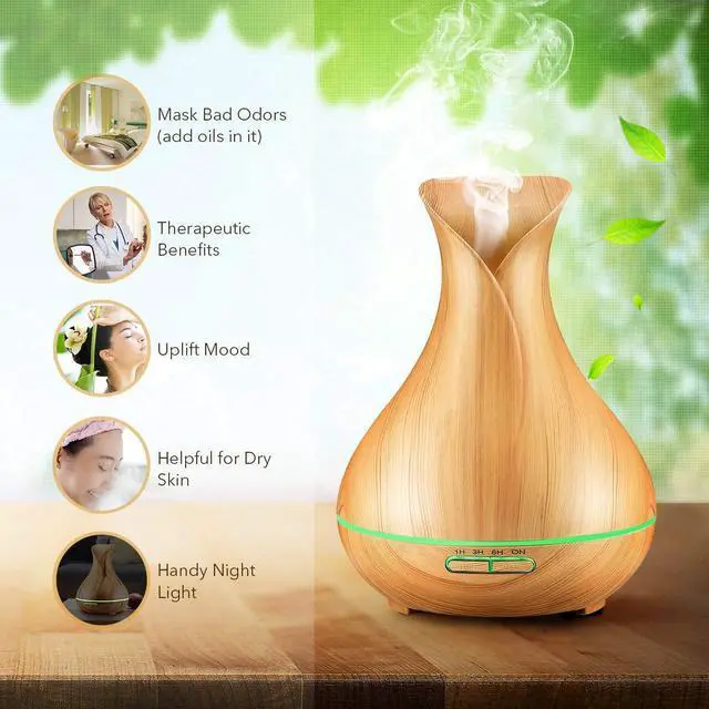 Alt view image 3 of 7 - WERLEO Essential Oil Diffuser 400ml Wood Grain Aromatherapy Diffuser Ultrasonic Cool Mist Humidifiers Whisper Quiet - 7 Color Changing Lights 4 Timer Settings Mist Adjustment for Home Office Bedroom
