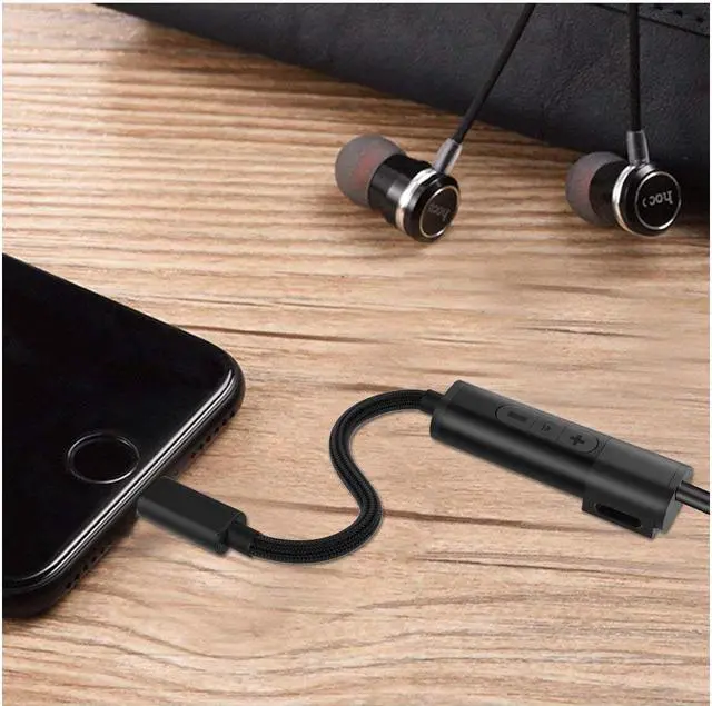 Alt view image 5 of 6 - Lightning to 3.5 mm Headphones Metal Case Jack Adapter Cable Upgrade Compatible iPhone 7/7 Plus / 8/8 Plus/X/XS/XR Power Cord Mic&Remo Music Control and Call Feature
