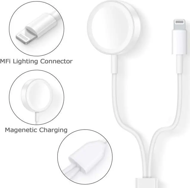 Alt view image 5 of 7 - Apple Watch Charger, 2 in 1 iphone Charger With 3.3ft/1.0m Portable Charging Cable Compatible With for Apple Watch Series 4/3/2/1, iPhoneXR/XS/XS Max/X/8/8Plus/7/7Plus/6/6Plus/iPad4/iPad Air/iPad mini