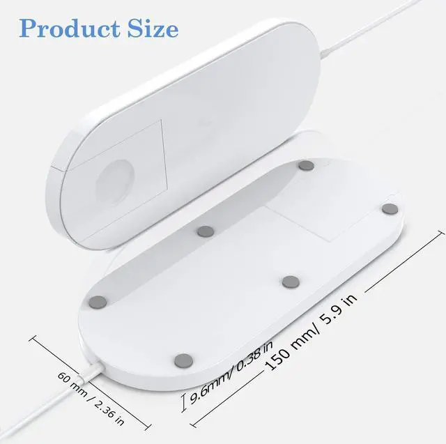Alt view image 6 of 7 - Wireless Charger for Apple Watch, 2-in-1 Charging Pad Stand Compatible for with for iPhone Xs/XS Max/XR/X/ 8/ Plus/Series 4/3/2/1