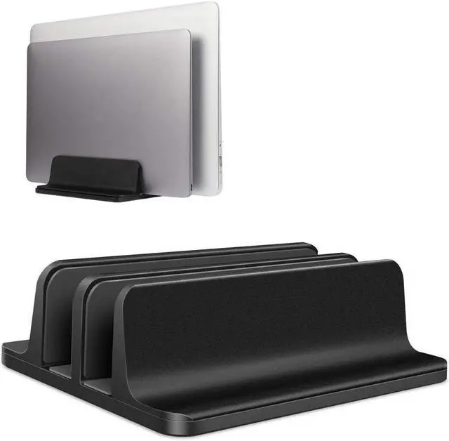 Main image of [Updated Dock Version] Vertical Laptop Stand, Double Desktop Stand Holder with Adjustable Dock (Up to 17.3 inch), Fits All MacBook/Surface/Samsung/HP/Dell/Chrome book