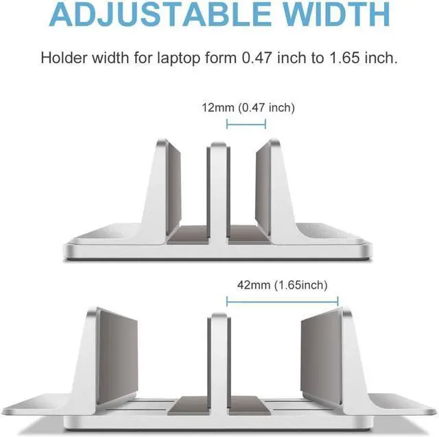 Alt view image 3 of 7 - [Updated Dock Version] Vertical Laptop Stand, Double Desktop Stand Holder with Adjustable Dock (Up to 17.3 inch), Fits All MacBook/Surface/Samsung/HP/Dell/Chrome book