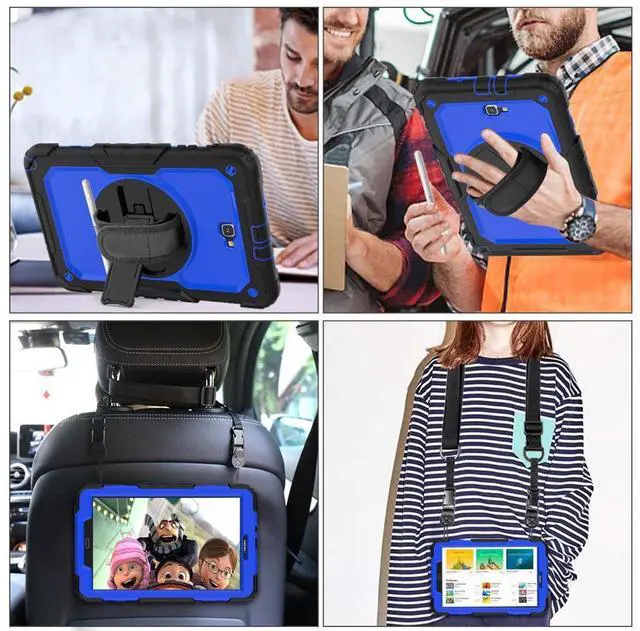 Alt view image 6 of 6 - Galaxy Tab T580 T585 T587 Case Cover Tab A 10.1 Case [Full-Body] Drop Proof Case with 360 Rotating Stand [Hand Strap] [Screen Protector] Pencil Holder for Samsung Tab A 10.1 inch