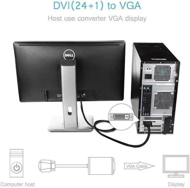 Alt view image 4 of 7 - Active DVI-D to VGA, DVI-D 24+1 to VGA 6 Feet Cable Male to Male Gold-Plated Cord