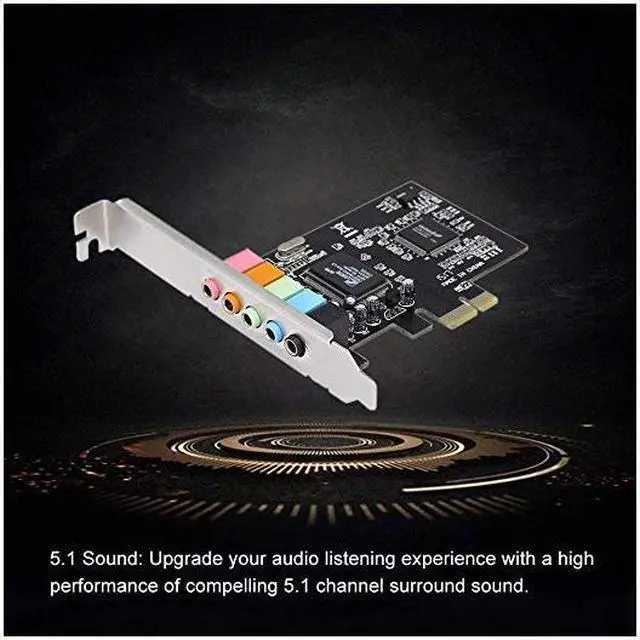Alt view image 5 of 5 - PCIe Sound Card for PC Windows 10,5.1 Internal Sound Card with Low Profile Bracket, 3D Stereo PCI-e Audio Card,CMI8738 Chip 32/64 Bit for Windows XP / 7/8