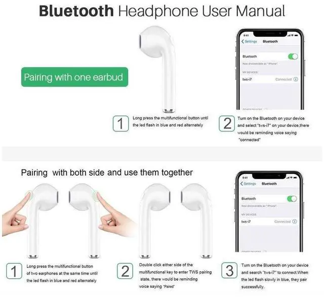 Alt view image 5 of 7 - Bluetooth Headphones,Wireless Headphones Earbuds Stereo Earphone Cordless Sport Headsets,Bluetooth in-Ear Earphones with Built-in Mic for Smart Phones- Best Sport Wireless Earbuds