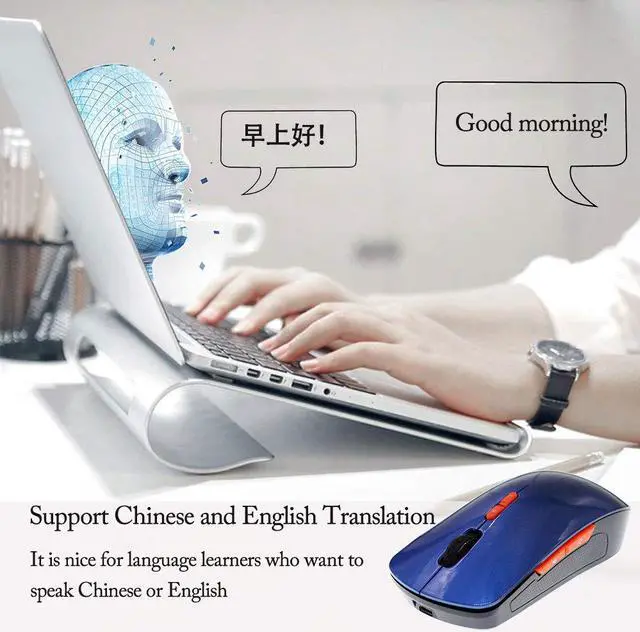 Alt view image 3 of 7 - Wireless Voice Mouse,2019 Newest Smart AI Voice Mouse 2.4 G Rechargeable Support Voice Typing/Searching/Translation/Command Wireless Mouse for Windows 7/8/10(Blue)