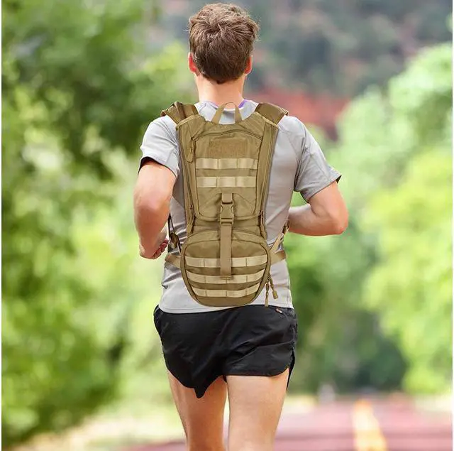 Alt view image 7 of 7 - Tactical MOLLE Hydration Pack Backpack 900D with 3L Leak-Proof Water Bladder, Keep Liquids Cool for Up to 4 Hours, Daypack for Hiking, Cycling, Running, Hunting, Biking