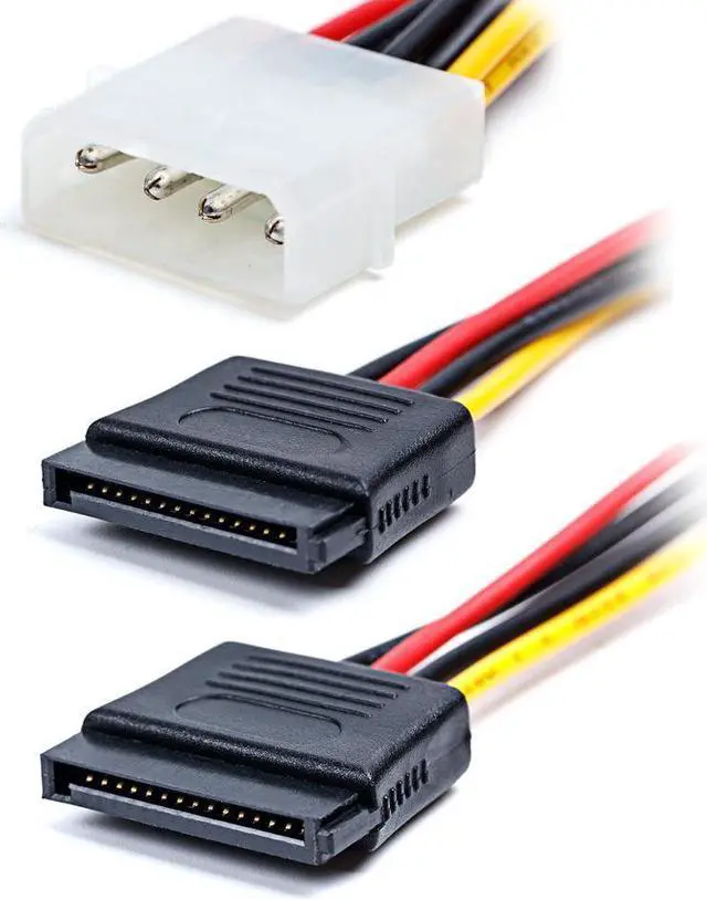 Alt view image 3 of 6 - 4 pack Cables & Connectors 6 inch Molex 4-pin Male to 2 x SATA 15-Pin Female Y-Splitter Power Adapter Converter Cable w/Latch Locking,ATX 12V/5V & HDD/SSD - (Cable Length: 15cm)
