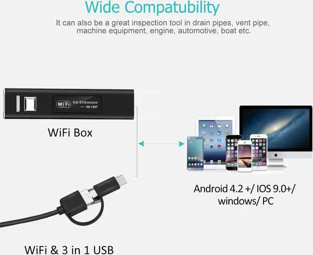 Alt view image 6 of 7 - Ear Camera,Wireless Otoscope with 1.3 MP HD Digital, WiFi Ear Scope for Ear Cleaning, Waterproof Otoscope with 6 Adjustable LED Lights for iPhone, Android and Windows
