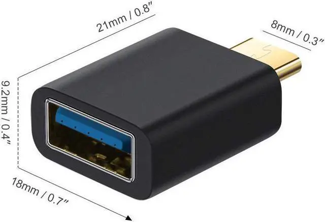 Alt view image 3 of 6 - USB Type C to USB 3.0 Mini Adapter, Thunderbolt 3 to USB Adapter Aluminum with Indicator LED for Macbook Pro 2018/2017, MacBook Air 2018, Pixel 3, Dell XPS, and More Type-C Devices