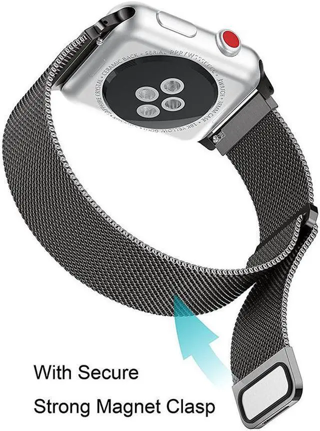 Alt view image 6 of 6 - WERLEO Compatible with iWatch Band 38mm / 40mm - 42mm / 44mm Men Women Magnetic Closure Clasp Replacement Mesh Milanese Bands Compatible for Apple Watch iWatch Series 1 2 3 4