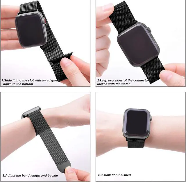 Alt view image 4 of 6 - WERLEO Compatible with iWatch Band 38mm / 40mm - 42mm / 44mm Men Women Magnetic Closure Clasp Replacement Mesh Milanese Bands Compatible for Apple Watch iWatch Series 1 2 3 4