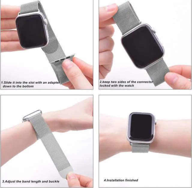 Alt view image 5 of 5 - WERLEO Compatible with iWatch Band 38mm / 40mm - 42mm / 44mm Men Women Magnetic Closure Clasp Replacement Mesh Milanese Bands Compatible for Apple Watch iWatch Series 1 2 3 4