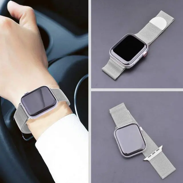 Alt view image 4 of 5 - WERLEO Compatible with iWatch Band 38mm / 40mm - 42mm / 44mm Men Women Magnetic Closure Clasp Replacement Mesh Milanese Bands Compatible for Apple Watch iWatch Series 1 2 3 4