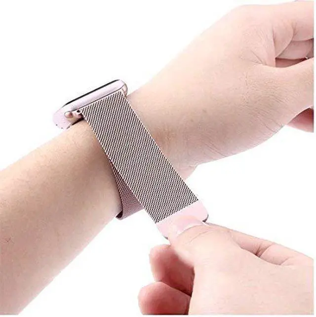 Alt view image 3 of 6 - WERLEO Compatible with iWatch Band 38mm / 40mm - 42mm / 44mm Men Women Magnetic Closure Clasp Replacement Mesh Milanese Bands Compatible for Apple Watch iWatch Series 1 2 3 4