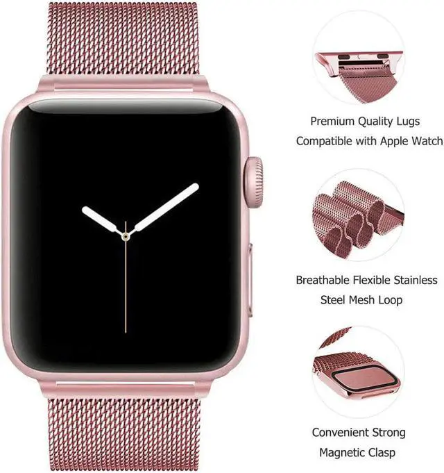Alt view image 2 of 6 - WERLEO Compatible with iWatch Band 38mm / 40mm - 42mm / 44mm Men Women Magnetic Closure Clasp Replacement Mesh Milanese Bands Compatible for Apple Watch iWatch Series 1 2 3 4