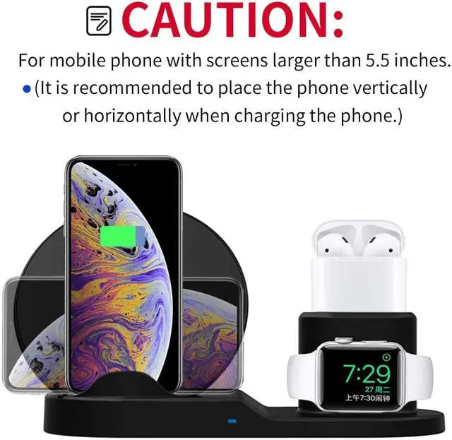 Alt view image 5 of 7 - 3 in 1 Wireless Charger for Apple iWatch 1 2 3 Generation Charging Station for Airpods Qi Fast Wireless Charger Dock for iPhone XR XS MAX X 8 7 6s Plus Samsung S8 and Other Qi-Enabled Devices