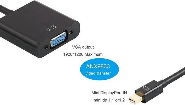 Alt view image 4 of 6 - Mini DisplayPort to VGA Werleo Mini DP Display Port to VGA Thunderbolt Compatible Male to Female Adapter for ThinkPad SurfacePro PC