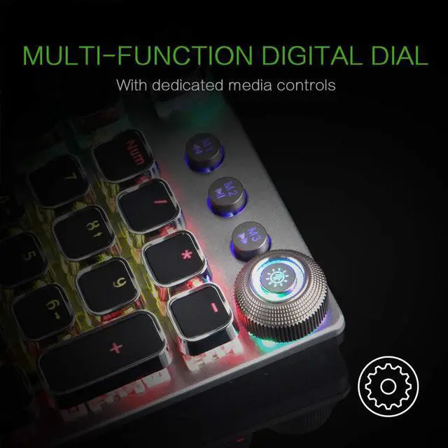 Alt view image 3 of 7 - WERLEO Gaming Mechanical Keyboard Customizable RGB Backlit 104 Anti-ghosting Keys Quick-Response & Quiet Black Switches and Multimedia Control for PC and Desktop Computer with Removable Hand Rest