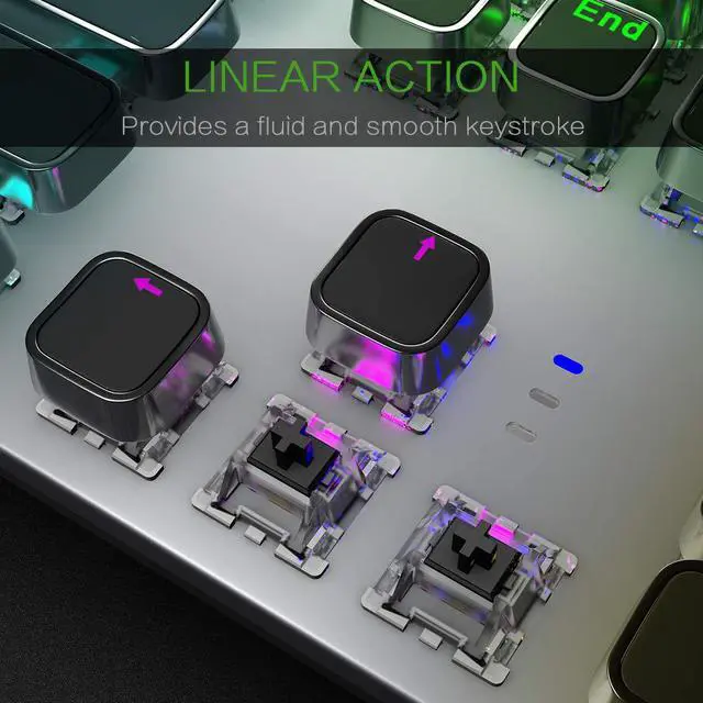 Alt view image 2 of 7 - WERLEO Gaming Mechanical Keyboard Customizable RGB Backlit 104 Anti-ghosting Keys Quick-Response & Quiet Black Switches and Multimedia Control for PC and Desktop Computer with Removable Hand Rest