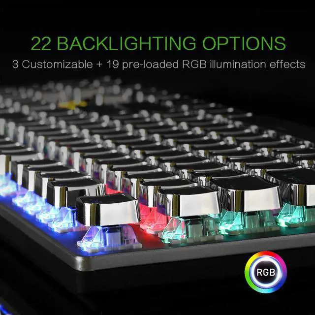 Alt view image 5 of 7 - WERLEO Gaming Mechanical Keyboard Customizable RGB Backlit 104 Anti-ghosting Keys Quick-Response & Quiet Black Switches and Multimedia Control for PC and Desktop Computer with Removable Hand Rest