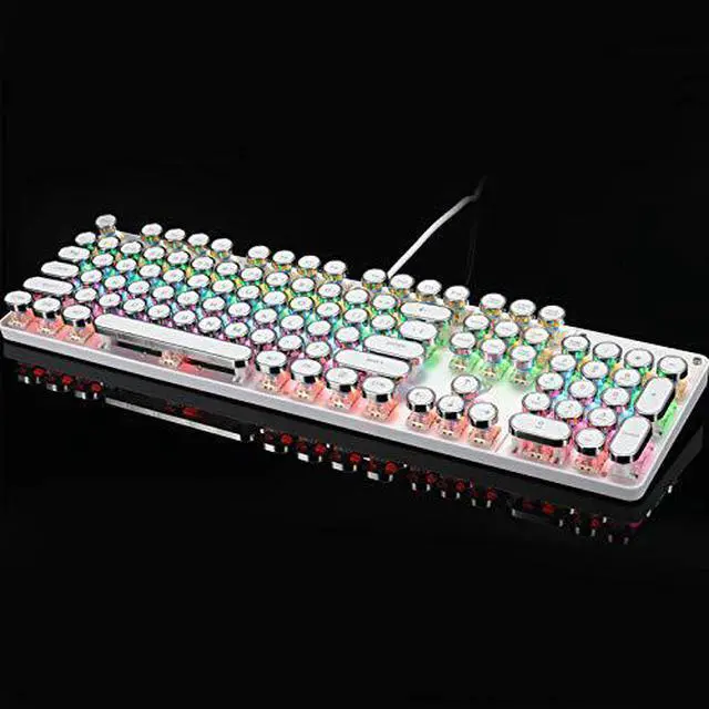 Alt view image 3 of 7 - USB LED Backlit Retro Typewriter Mechanical Keyboard - Blue Switch - Round Keycaps - 104 Keys Vintage Inspired Steampunk Gaming Keyboard – Mechanical Gaming Keyboard for PC Mac Gamers