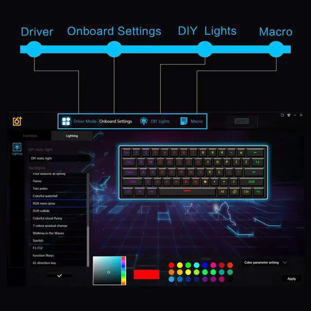 Alt view image 7 of 7 - WERLEO Mechanical Keyboard RGB LED Backlit Wired Keyboard Portable Small Compact Waterproof Mini Gaming Keyboard 61 Keys Gateron Blue Switchs Hot Swappable Keyboard for PC Mac